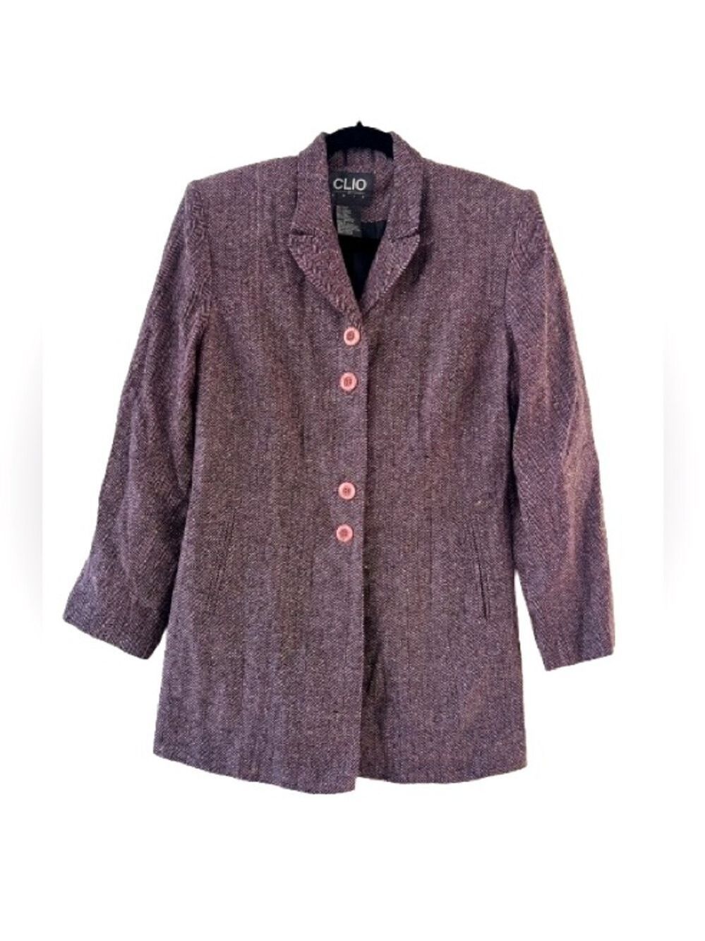 NWT Womens Vintage 90’s Clio Burgundy and Pink Tweed Skirt Suit Set.
Size 12
